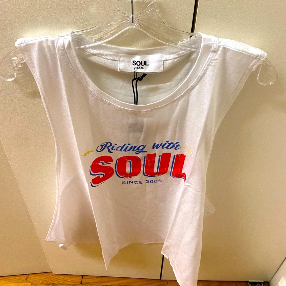 White Soulcycle Muscle Tee, New With Tags, Is a 3XL but fits more like a XL.
